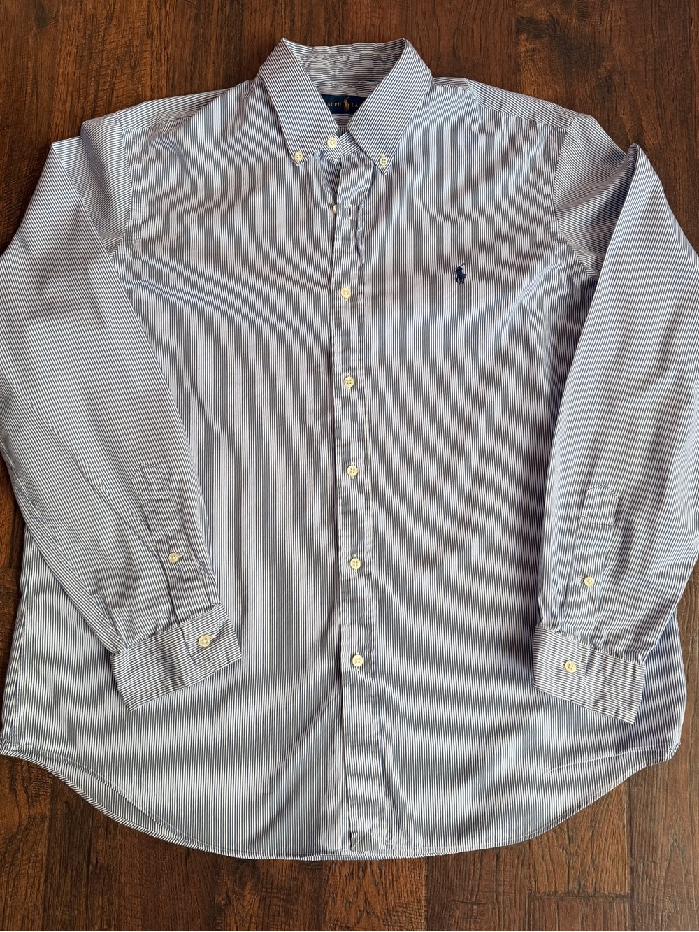 Ralph Lauren Men’s XL Blue White Striped Cotton Button Down Shirt